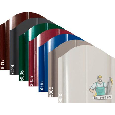 Металлический штакетник «ЕВРОПЛАНКА»,  покрытие полиэстер, одностороннее глянцевое ЭКОНОМ